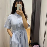 日本代购优衣库设计师合作款IDLF打褶连衣裙