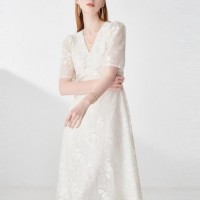 诗篇连衣裙 2022夏季新款白色小礼服蕾丝裙女装